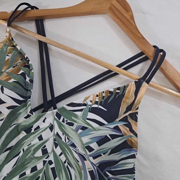 HURLEY One Piece CAYMAN PALMS Green adjustable swimsuit LARGE NEW with tags - Picture 7 of 7